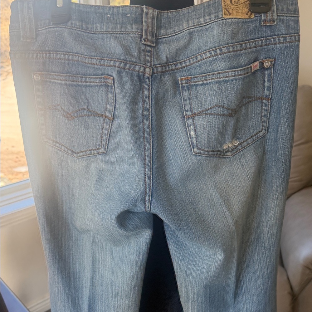 Candie's Distressed Blue Jeans with Red Floral Embroidery - Picture 5 of 5